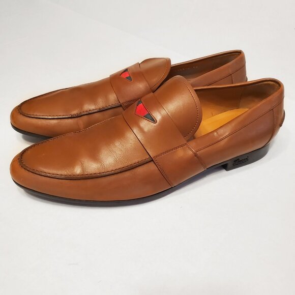 Gucci Leather Web Accent Penny Loafers - Picture 3 of 16